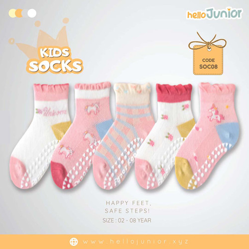 Hello Junior Baby Socks for Ages 2-8 Years, Multicolor