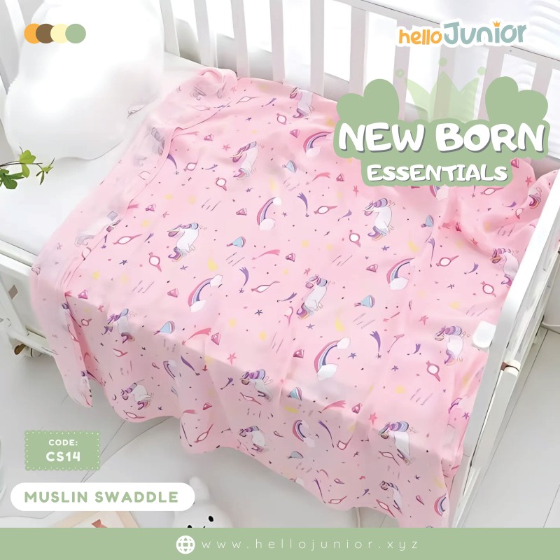 Hello Junior Newborn Swaddle Wrap / Infant Feeding Burp Cloth, Multicolor