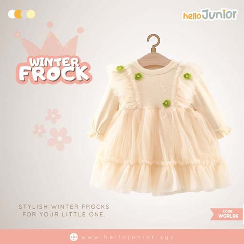 Hello Junior Winter Girls Frock for 06 Months to 05 Years