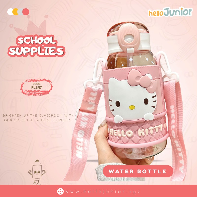Large Capacity Water Bottle  Hello KItty Portable Straw Water Cup for Kids