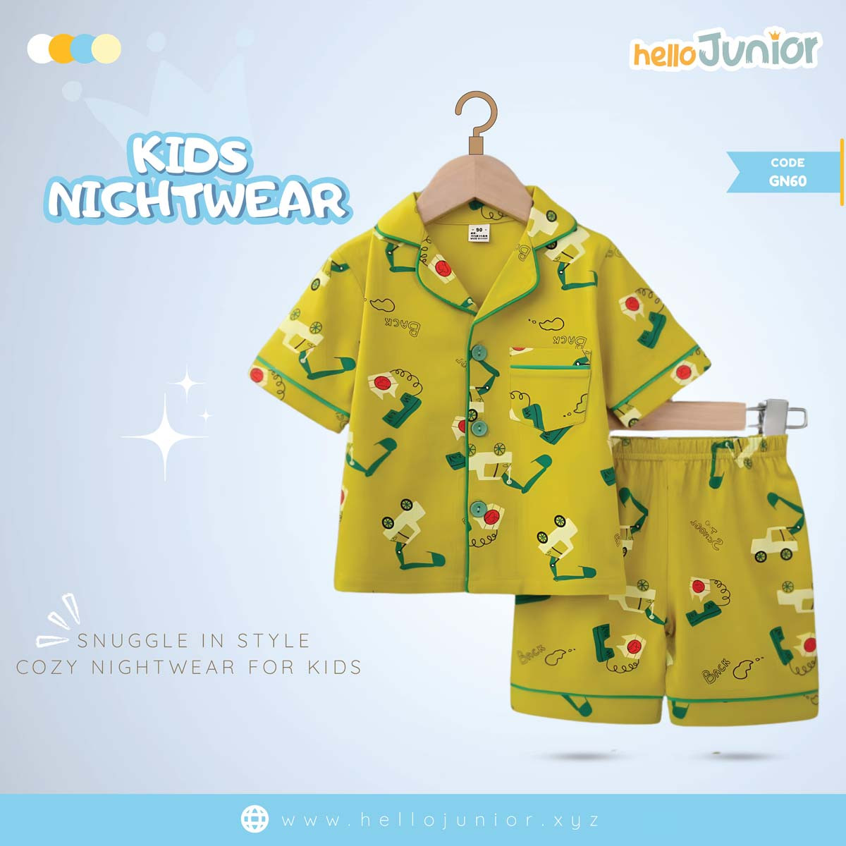 Hello Junior Kids Nightwear / PJ Set / Night Dress (6 Months to 11 Years)