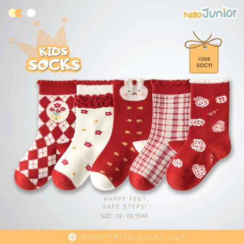 Hello Junior Baby Socks for Ages 2-8 Years, Multicolor