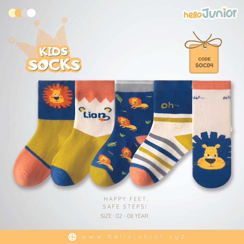 Hello Junior Baby Socks for Ages 2-8 Years, Multicolor