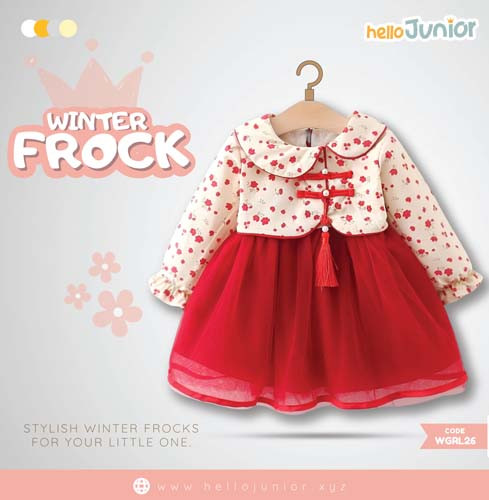 Hello Junior Winter Girls Frock for 06 Months to 05 Years