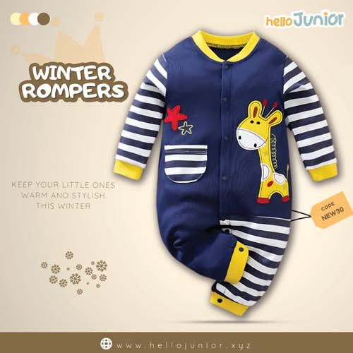 Hello Junior Kids Winter Romper, Newborn baby dress 0 month to 09 month