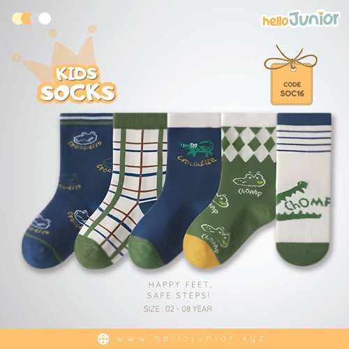 Hello Junior Baby Socks for Ages 2-8 Years, Multicolor