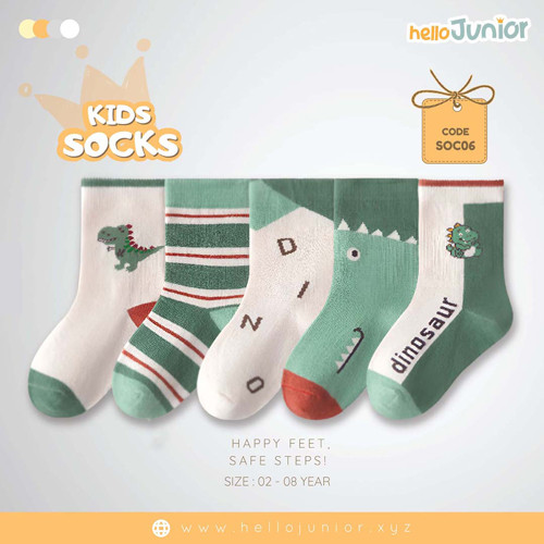 Hello Junior Baby Socks for Ages 2-8 Years, Multicolor