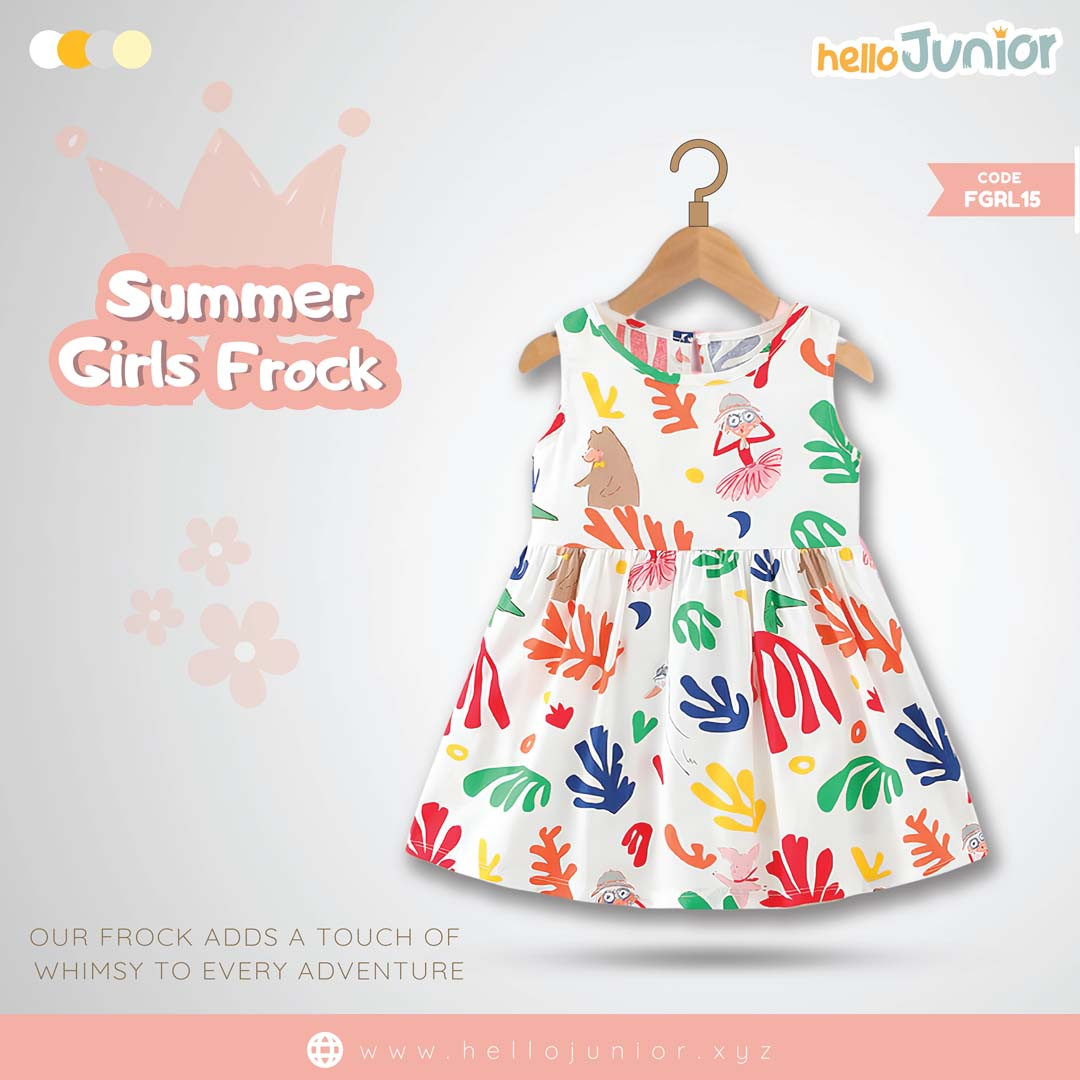 Hello Junior Summer Cotton Frock for Baby Girls (1-5.5 Years)