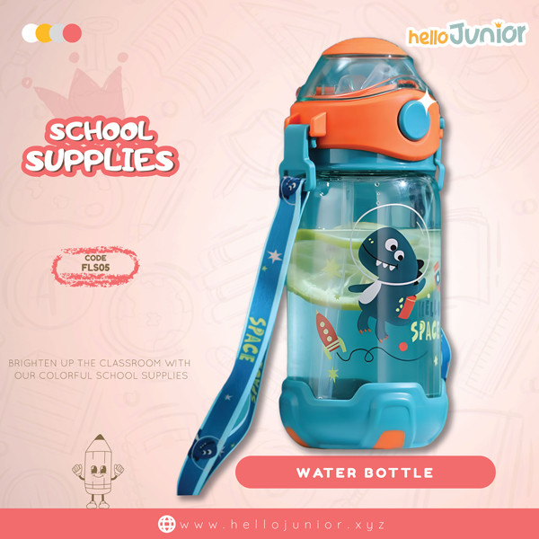 Water bottle for kids 550ml , Blue Dino