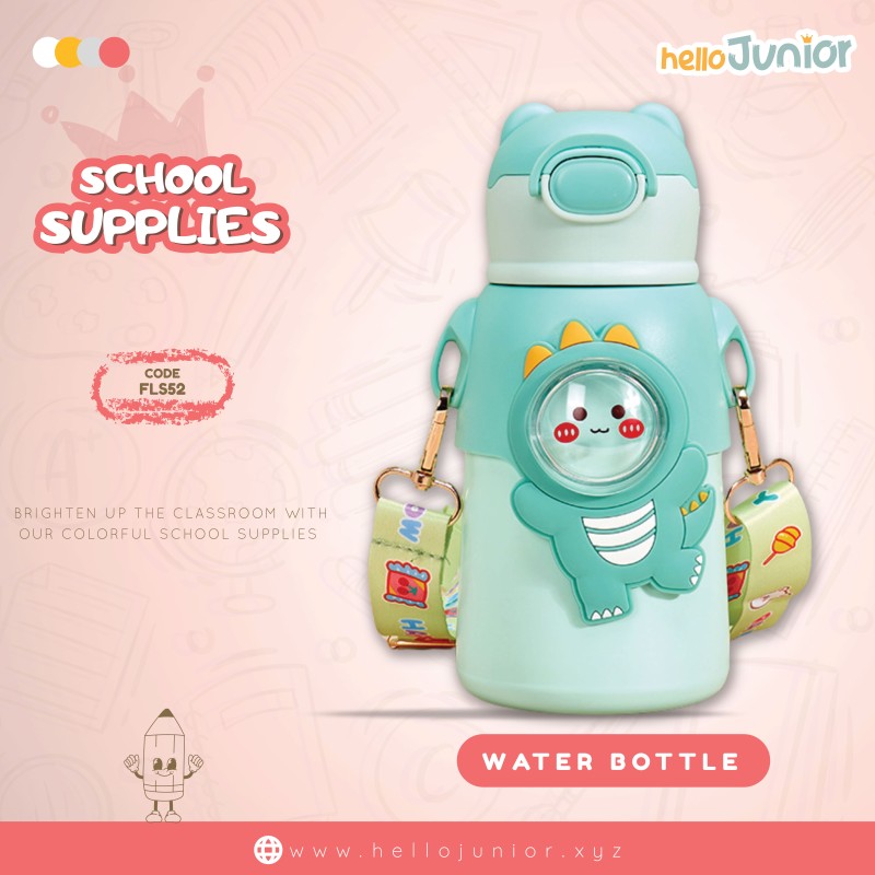 Children's Water Bottle Boys Girls Cute Cartoon Water Cup Anti-fall Straw Cup School Kindergarten Baby Kettle