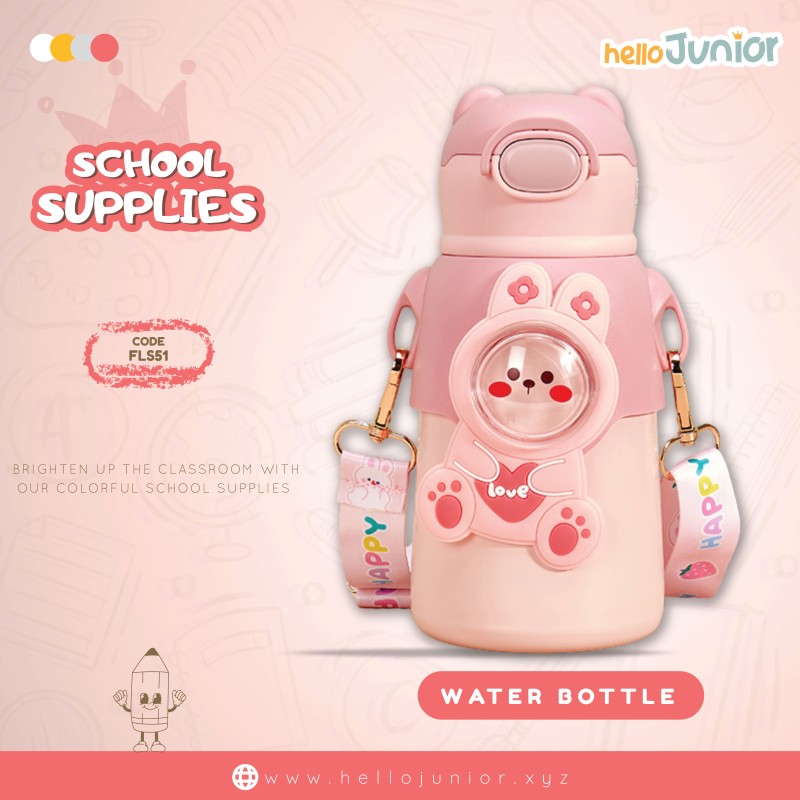 Children's Water Bottle Boys Girls Cute Cartoon Water Cup Anti-fall Straw Cup School Kindergarten Baby Kettle