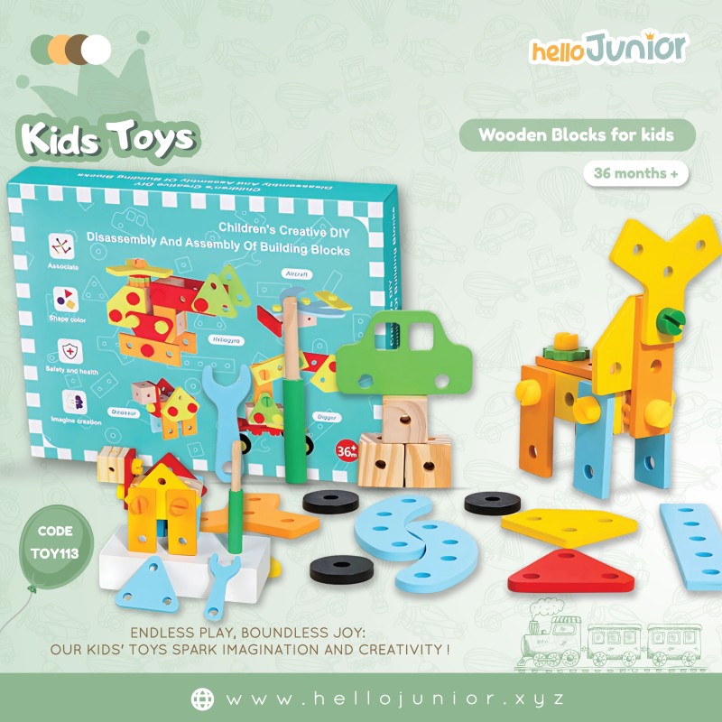 Children's Creative DIY Disassembly & Assembly Building Blocks | Shape & Color Recognition | Safe & Healthy | For 36M+ Kids