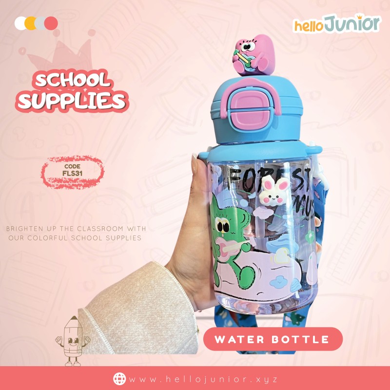 Cartoon double drink bouncing cup cute strap lock straw cup school dedicated straw cup for children 500 ml, BPA free