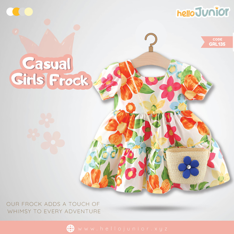 Hello Junior Casual Girls Frock (6 Months to 03 Years)