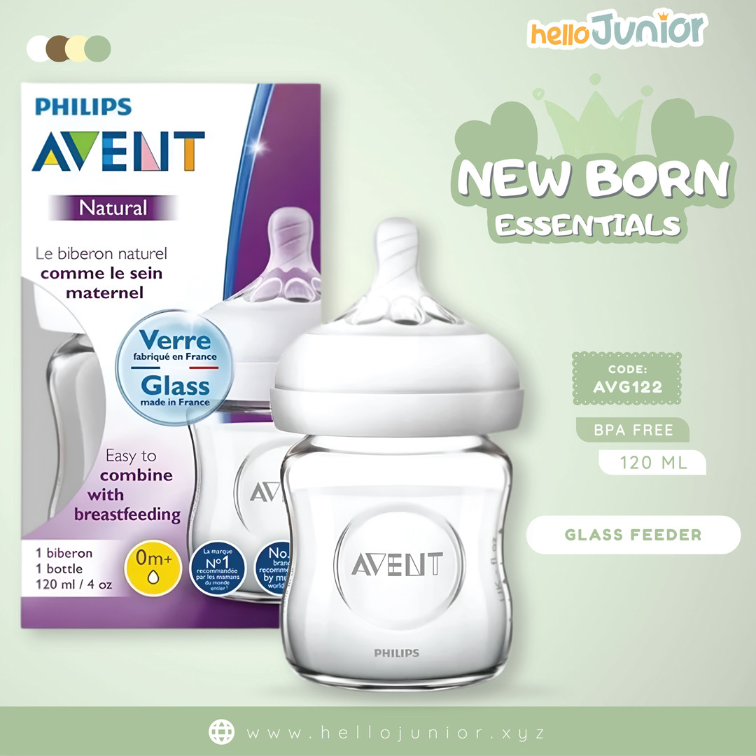 Philips Avent 120ml Natural Glass Feeder/Bottle Single Set