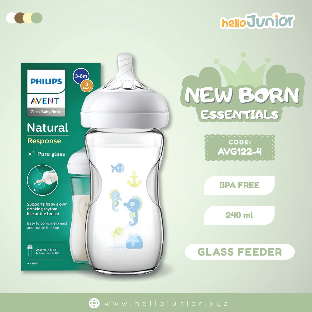 Philips Avent Natural Response 240ml Glass Baby Bottle (Seahorse)