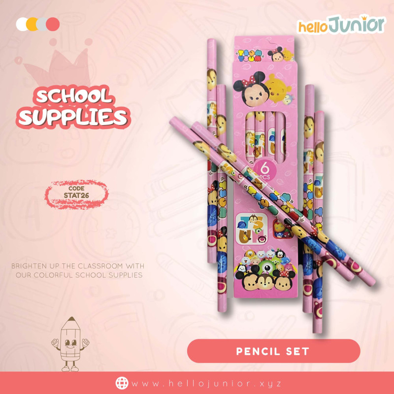 Stationery Pencil Set for students / Kids, Multicolor, 6 pcs