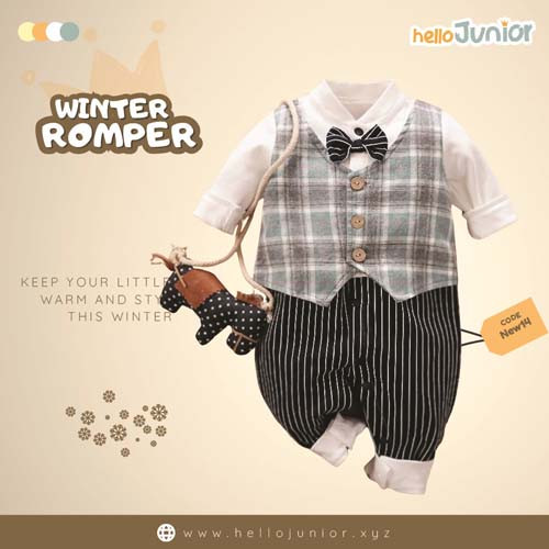 Hello Junior Kids Winter Romper, Newborn baby dress 0 month to 09 month