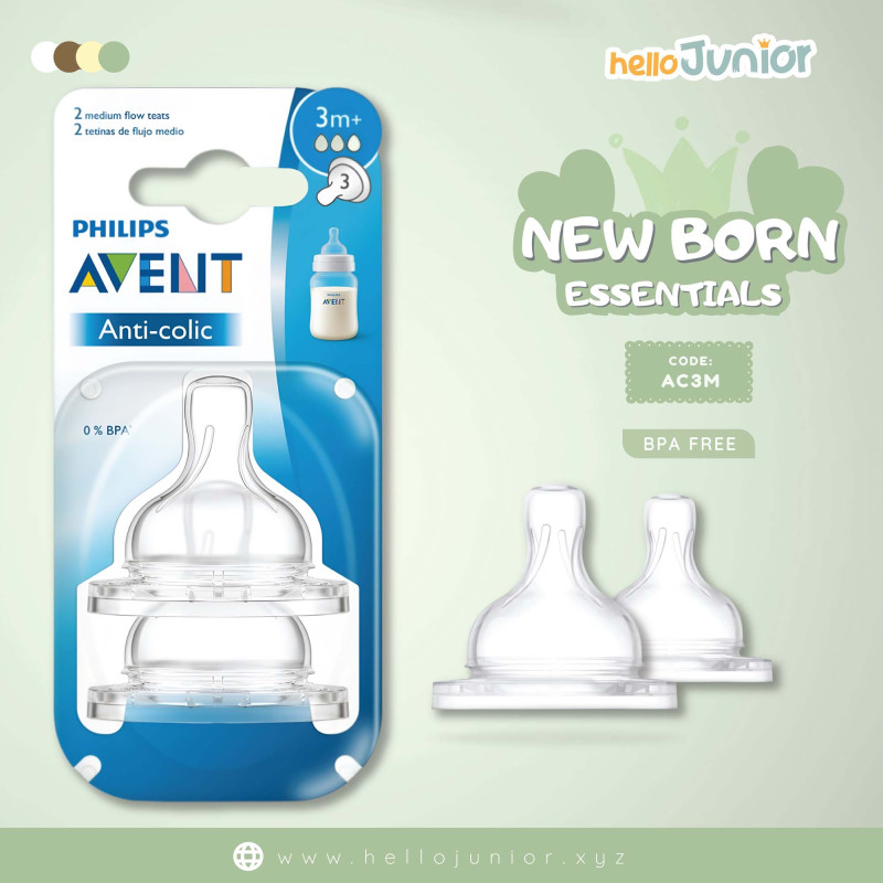 Philips Avent Classic Teats for 3m+, 2pcs Set