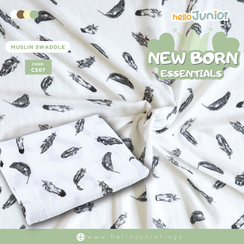 Hello Junior Newborn Swaddle Wrap / Infant Feeding Burp Cloth, Multicolor