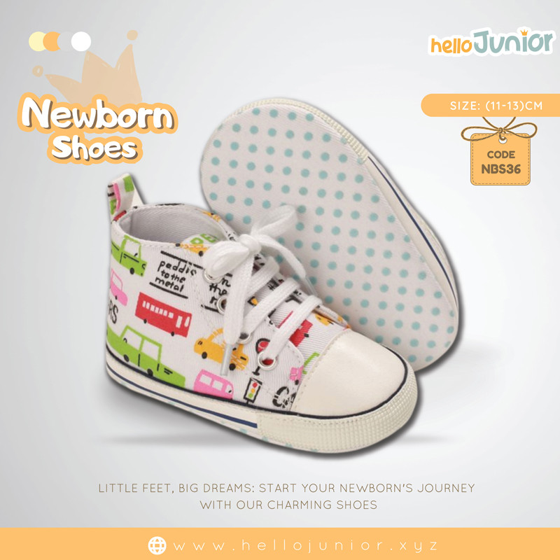 Hello Junior baby shoes for newborn to 18 month, made with cotton and rubber sole