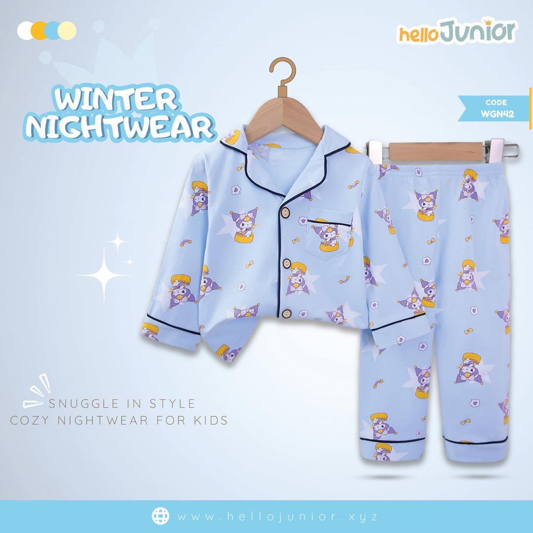 Hello Junior Kids Winter Nightwear / PJ Set / Night Dress (6 Months to 11 Years)