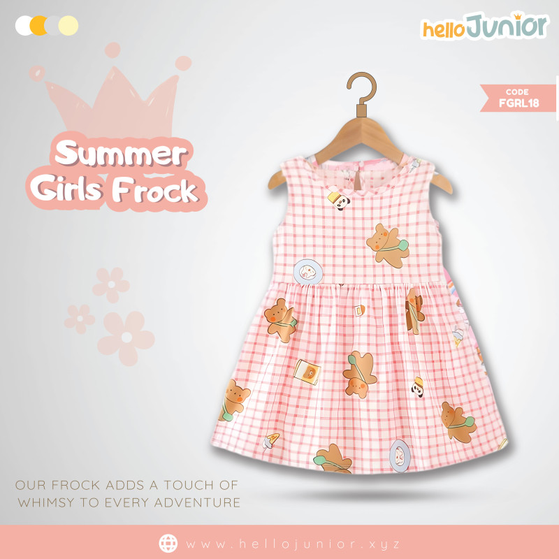 Hello Junior Summer Cotton Frock for Baby Girls (1-5.5 Years), Pink