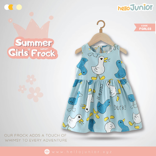Hello Junior Summer Cotton Frock for Baby Girls (1-5.5 Years)