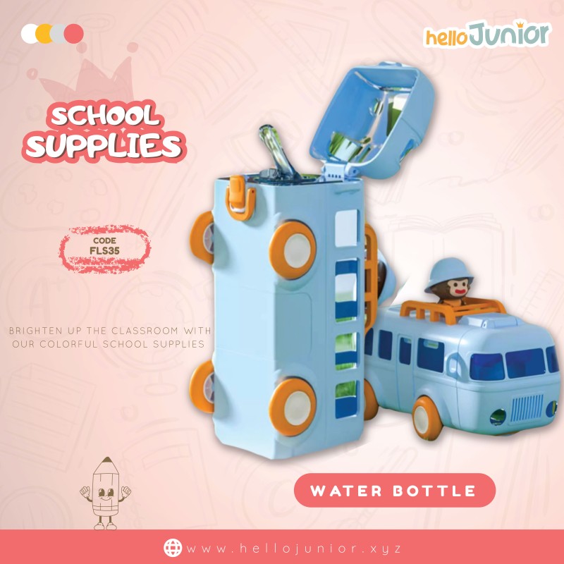 Bus Design Straw Water Bottle for kids , 500ml