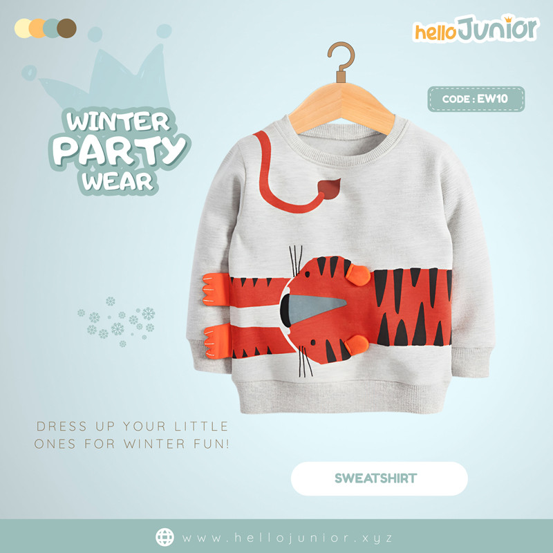 Hello Junior Kids Tiger Full Sleeve T-Shirt For 02 to 07 years