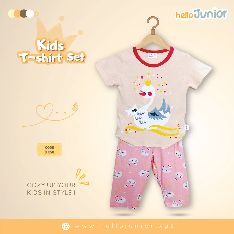 Hello Junior Kids Half Sleeve T-Shirt and Full Pant Set (6 Months to 11 Years)