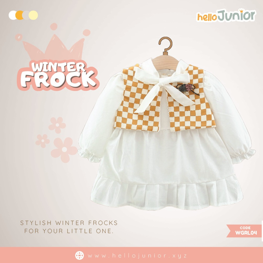 Hello Junior Winter Girls Frock for 06 Months to 05 Years