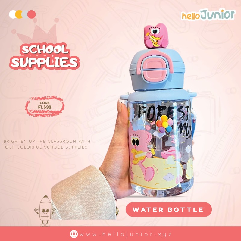 Cartoon double drink bouncing cup cute strap lock straw cup school dedicated straw cup for children 500 ml, BPA free