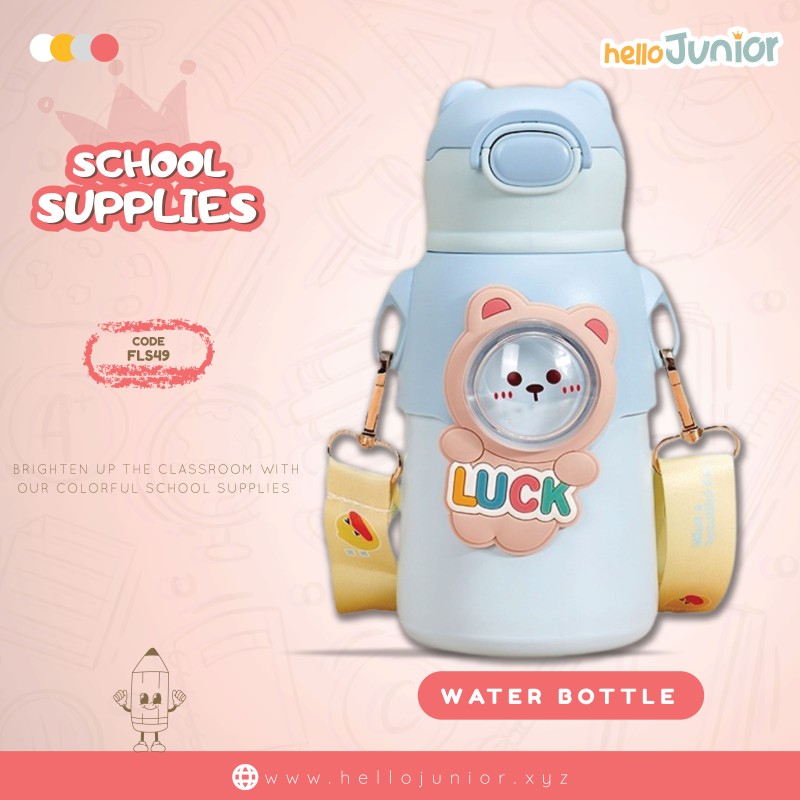 Children's Water Bottle Boys Girls Cute Cartoon Water Cup Anti-fall Straw Cup School Kindergarten Baby Kettle