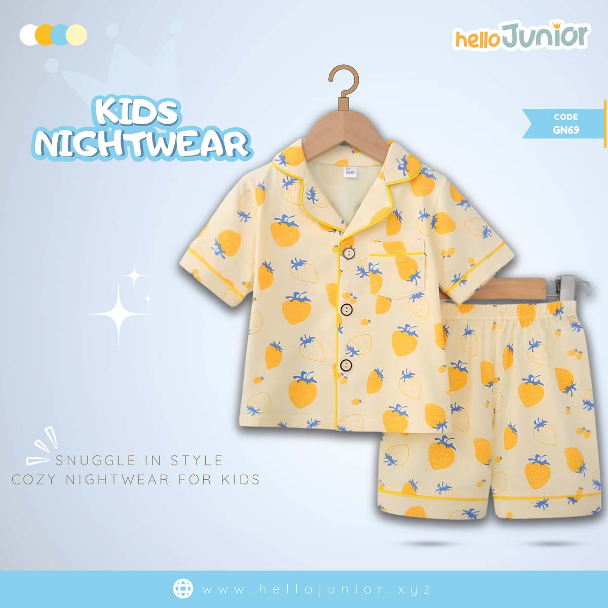 Hello Junior Kids Nightwear / PJ Set / Night Dress (6 Months to 11 Years)