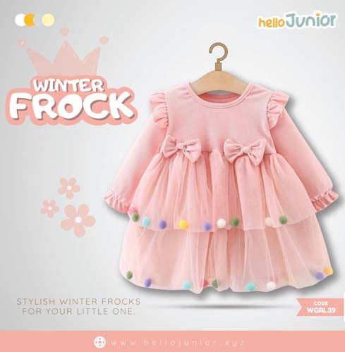 Hello Junior Winter Girls Frock for 06 Months to 05 Years