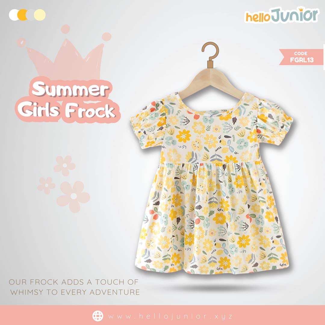 Hello Junior Summer Cotton Frock for Baby Girls (1-5.5 Years)