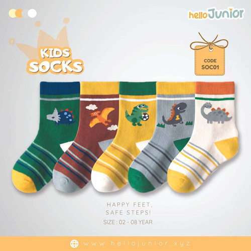 Hello Junior Baby Socks for Ages 2-8 Years, Multicolor