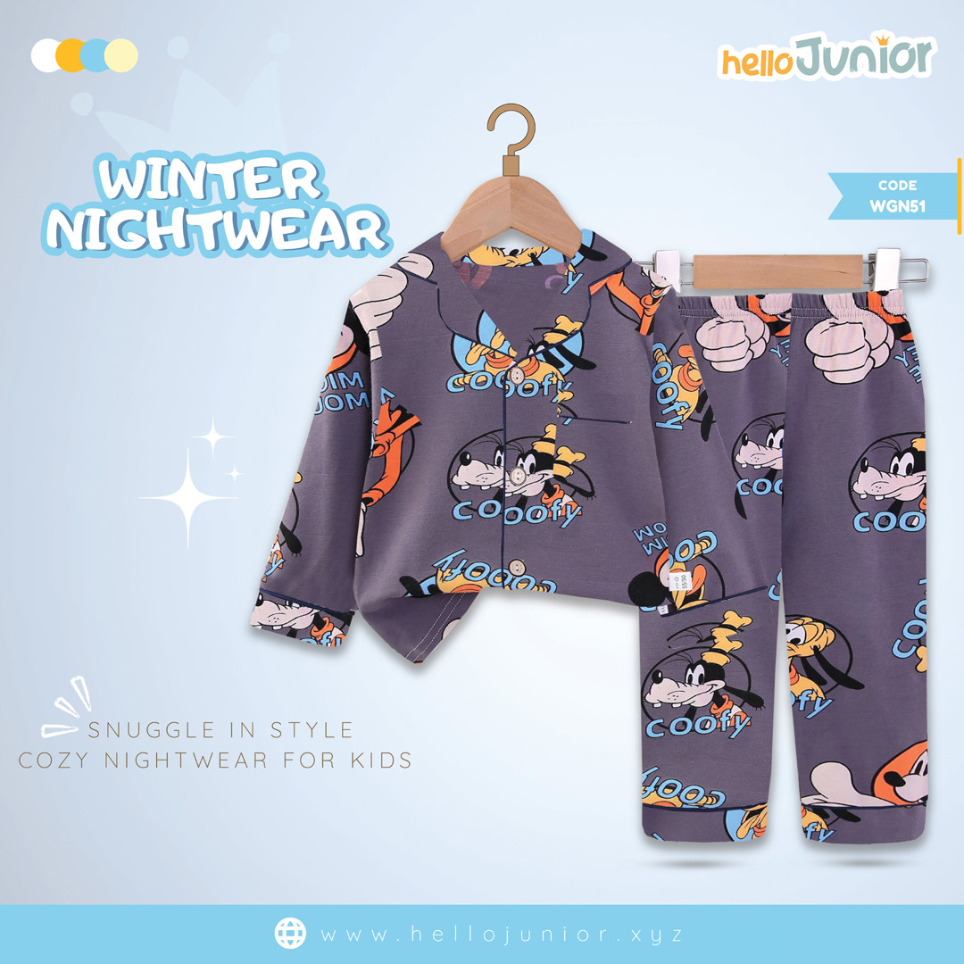 Hello Junior Kids Winter Nightwear / PJ Set / Night Dress (6 Months to 11 Years)