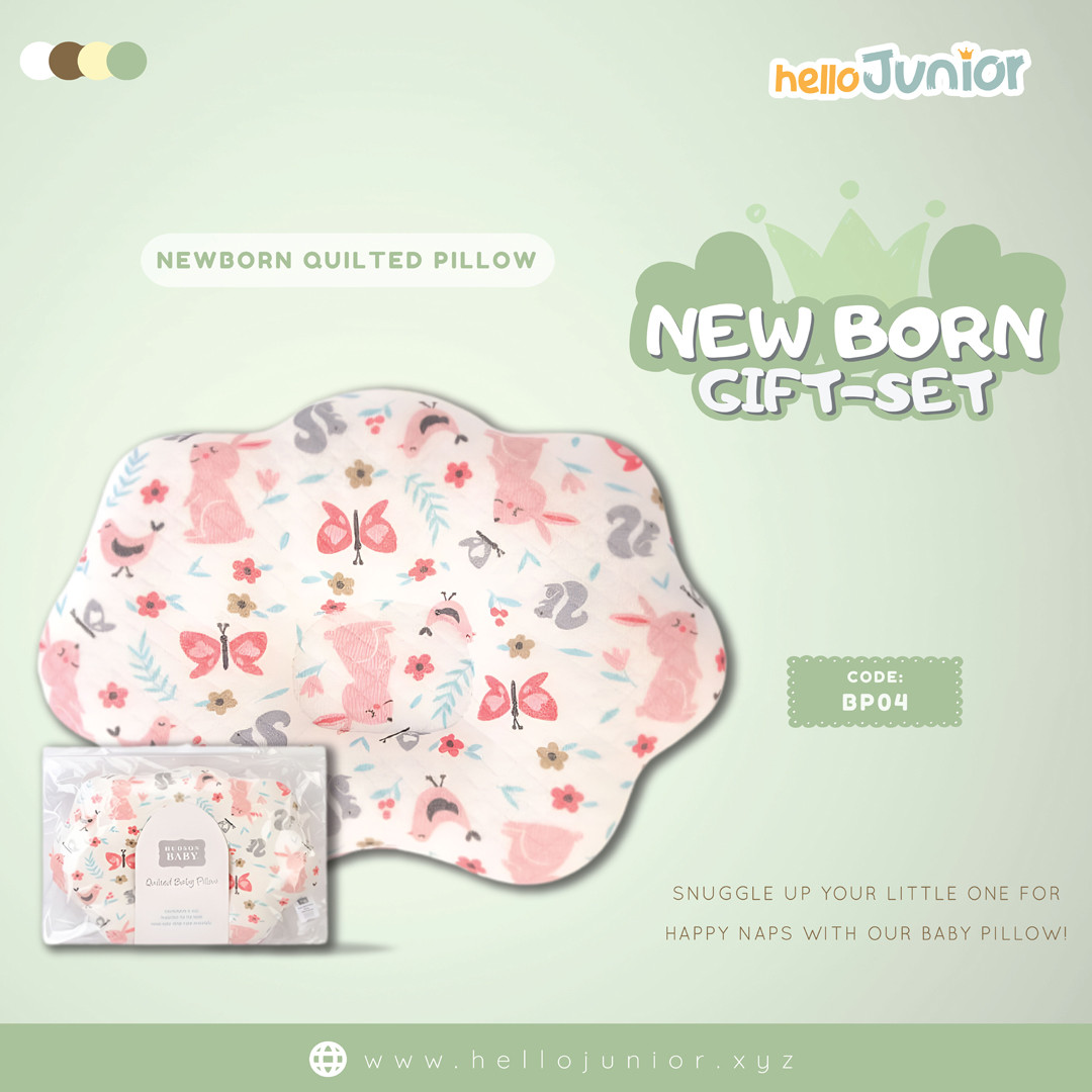 Hello Junior Newborn Baby Head Pillow / Quilted Pillow , Multicolor