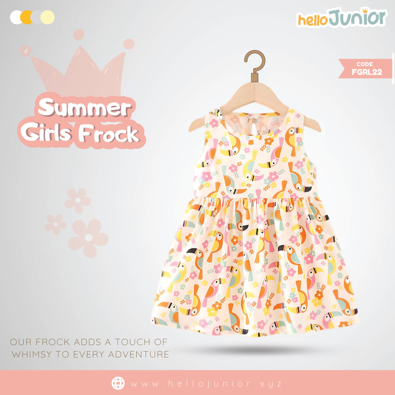 Hello Junior Summer Cotton Frock for Baby Girls (1-5.5 Years)