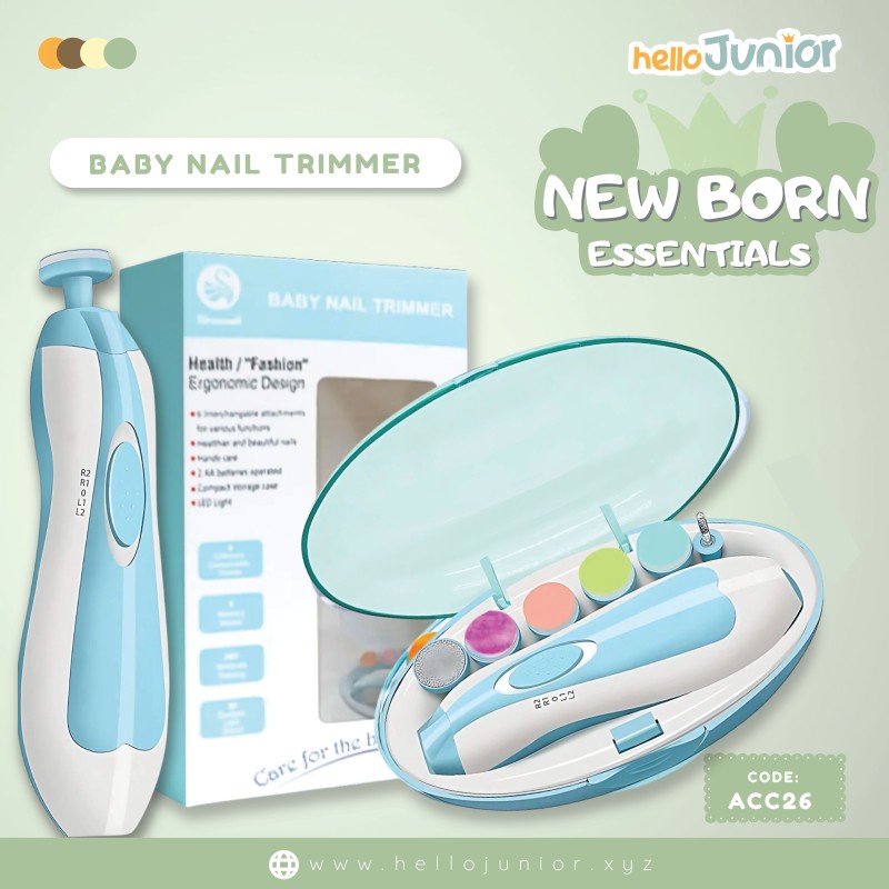 Battery-Operated Baby Nail Trimmer – Health & Fashion Ergonomic Design | 6 Detachable Heads, 4 Working Modes, 360° Rotation, Light Sound, 60 dB ??