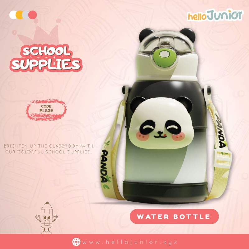 Stainless Steel Double Drinking Straw Thermos Cup Bottle Men Women Students High Color Value Cartoon Design Big Belly Design Vacuum