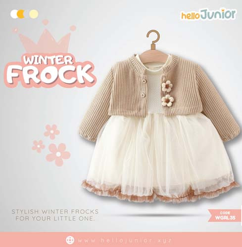 Hello Junior Winter Girls Frock for 06 Months to 05 Years