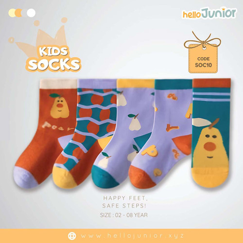 Hello Junior Baby Socks for Ages 2-8 Years, Multicolor