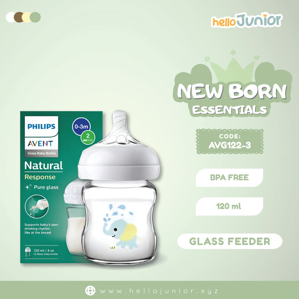 Philips Avent Natural Response 120ml Glass Baby Bottle (Elephant)