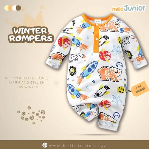 Hello Junior Kids Winter Romper, Newborn baby dress 0 month to 09 month