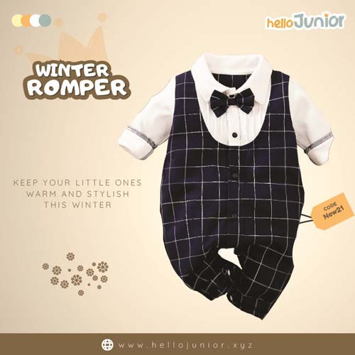 Hello Junior Kids Winter Romper, Newborn baby dress 0 month to 09 month