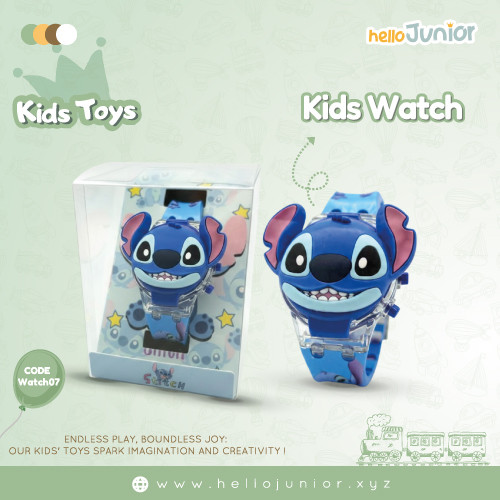 Kids' Stitch Character Digital Wristwatch – Flexible Silicone Strap & Plastic Case (Ages 3–10)