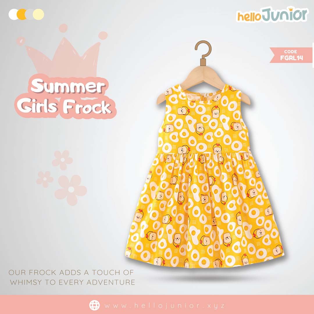 Hello Junior Summer Cotton Frock for Baby Girls (1-5.5 Years), Yellow